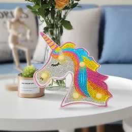 Stitch DIY Diamond Målningslampa LED Full borr SP Diamond Målning Love Unicorn Modeling Lamp Led Light Table Desk Home Decoration