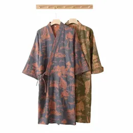 2024 Casual Bademantel für Männer Nachtwäsche Nightdr Roben Männlich Lose Bademantel Haut Freundliche Pyjamas Shirts Roben Herren Kimo Robe H4M7 #