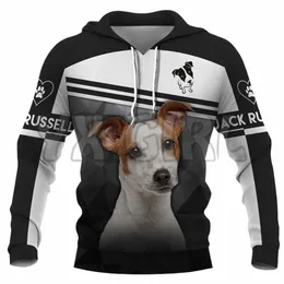 Bir pençe Jack Russell 3d Baskılı Hoodies Unisex Sakulaklar Komik Köpek Hoodie Casual Street Trailsuit T3ah#