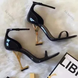 Sandals High heels Designer shoes heels Paris Dress Classics Women 10cm8cm Heels Black Golden Gold Wedding Bottoms Size 35-41