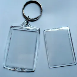 Frame 100st/Lot Insert Photo Keyrings Blank Acrylic Rectangle Keychains