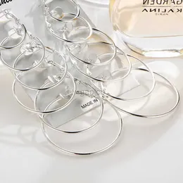Hoop Huggie Neu 6 Paar/Set Ohrringe aus Gold, Silber, kleines und großes rundes Ohrring-Set, geeignet für einfache Punk-Ohrringclips für Damen 2019, Modeschmuck 24326