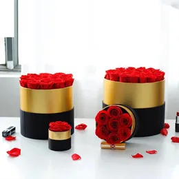 Dekorativa blommor romantisk nivå en evig ros i lådor gåvor hustru real bevarad blommor gåva set hem dekor valentiner dag bröllop-b