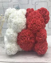 25 cm Liebes Herz Rosenpaar Bär künstliche Blumen Seife Schaum Rose Blume Panda Weihnachtsgeschenke für Frauen Valentine039s Tag Gif6924801