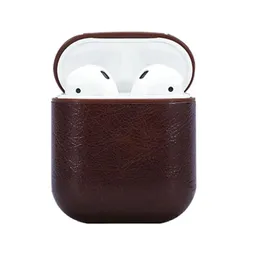 Mode AirPods Case Cover AirPods för AirPods 2 Earphone Protector Pu Leahter svart röd brun färg med anti Lost Carabiner4006726