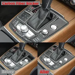 For Audi A6 S6 C7 A7 S7 4G8 2011-2023 Accessories Carbon Fiber Car Central Control Transmission Shift Panel Covers Sticker Frame