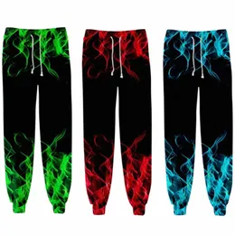 Renkli alev ter pantolon 3d joggers pantolonlar erkek/kadınlar rahat pantolonlar harajuku hip hop eşofman pantal homme sokak kıyafetleri d8sf#