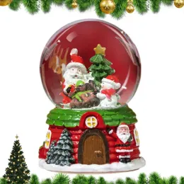 Lådor jul musikalisk snö globe tecknad jul dekoration batteridrivna kristallbollar med led söt vatten globe musikboll