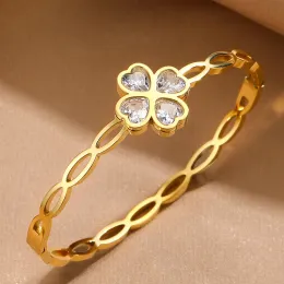 Designer de jóias mulher pêssego coração diamante trevo oco fivela pulseira sorte grama em forma de coração zircão pulseira jóias