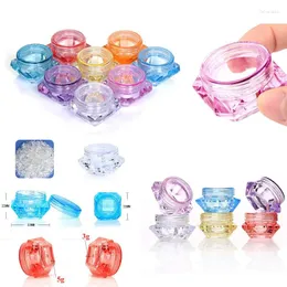 Bottiglie di stoccaggio 10 pezzi riutilizzabili 3g/5g vasetti vuoti trasparenti per campioni vaso quadrato a forma di diamante contenitori cosmetici da viaggio per ombretto nail art