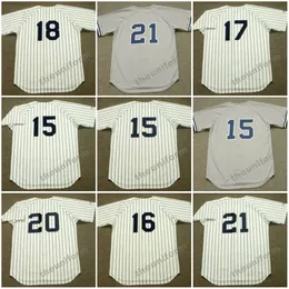 남성용 1951 년 1998 년의 새로운 Thurman Munson Whitey Ford Gene Michael #17 강 Don Larsen Scott Brosius Jorge Posada Paul O'Neill Throwback York 야구 저지 S-5XL