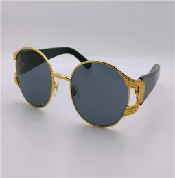 Luxury Retro Design Solglasögon Round Metal Hollow Frame Top Quality Outdoor Eyewear Antiuv Lens med Original Box VE 21349767686