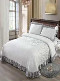 Örme Pamuk 3 Parçası Yatak Yorgan Seti Kral kraliçe yatak kapağı seti Yatak Topper Battaniye ile Yastık