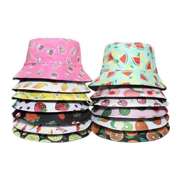 TS 2022 NOWOŚĆ DRUKOWANIA OWOROWE KAŻET KATEK Wiosna/Summer Outdoor Sun Hat Cute Strawberry Watermelon Cherry Fisherman Hat Mens Hatc24326