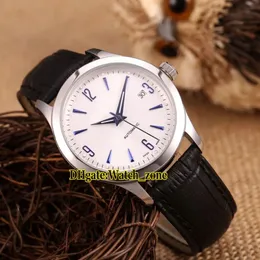 Nowy Master Controll White Dial Automatyczna męska zegarek srebrna data skórzana pasek szafir szklar