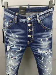 Męskie dżinsy Nowe DSQ Blue Man Dżinsy spodnie Bawełniane szczupłe dżinsy dżinsowe dżins
