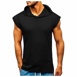 Männer Hoodies Muscle Guys Bodybuilding Tank Tops Sport Hoodies Tank Tops Fitn Männer Gym Kleidung Sleevel Shirts Mit Hoodie W436 #