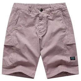 Новые летние повседневные шорты, мужские брюки среднего размера, американский костюм, свободные прямые брюки с несколькими карманами и разрезами, Fi Brand E1J2 #