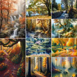 Numer Acryl Maluing Pakiet Forest River Picture dla dorosłych rzemiosło farba akrylowa według liczb ściennych dzieł sztuki dekoracja domowa