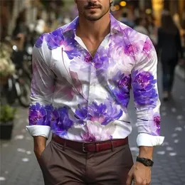 Camicia casual da uomo rosa da indossare ogni giorno tour primaverile con bavero, comoda ed elegante top a maniche lunghe 240321