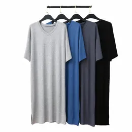 البجاما الوسيطة للملابس المنزلية للرجال قصيرة الأكمام V- رقبة منتصف بطول واحد بطول واحد فضفاض حجم كبير الحجم كوت كوت ريباش i8tj#