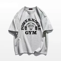 Summer Gym T-Shirts 100 Cotton Oversized Womens T Shirt Graphic Print Sporty Men Tee High Quality Mens Clothes 240321