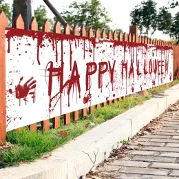 Tillbehör Happy Halloween Banners Yard Sign Banner för utomhus inomhus Scary Halloween Bakgrund Party Supplies Fence Banners Decoration