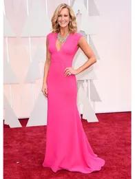 2015 Oscar Lara Spencer Vestidos no tapete vermelho manga boné com decote em V até o chão Jersey Vestidos de celebridades DHYZ 012141900