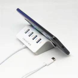 2024 4-Port USB 2.0 Typ-C Combo HUB OTG Adapter Keine APP erforderlich ABS Telefonhalter Multi USB C Splitter für Xiaomi 6 GALAXY S8 MacBook Pro