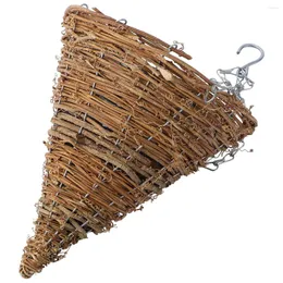 Vases Cone Shaped Hanging Basket Planter Wicker Rattan Woven Flower