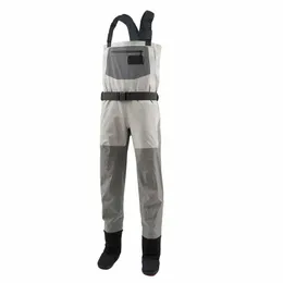 Männer 4 Schicht Polyester Angeln Wader Wasserdichte Angelhosen Waten Neopren Fuß g0Jx #