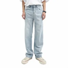 uomini vintage Wed sciolto casual stile di base dritto denim jeans pantaloni maschili streetwear hip hop denim pant jeans da uomo g7y4 #