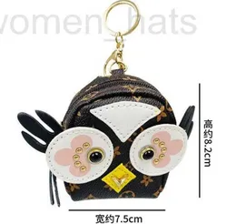 Keychains Lanyards Designer 6Style Creativity Owl Coin Purse Keychain Pendant Charm smycken Keyring Holder Pu Leather Flower Grid Designer Metal Key Chain F8UL