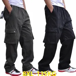 duży rozmiar 8xl 135 kg wiosną zima mężczyźni grube spodnie Pockets Safari Style Out Out Bright Pants Oversize Oversize Rose Army Green Pants J87T#