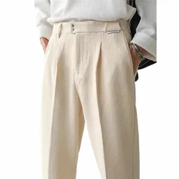 Вельветовый повседневный костюм Брюки Мужчины Простые дикие Корея Fi Свободные мужские брюки Homme High Street Новая мужская одежда Широкие брюки 24Yj #