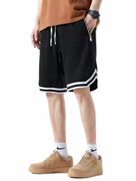 2024 Nya sommarmän shorts 280g Terry Tyg Tungt Cott Sportwear Kne Length Basketball/Gym Löst kort byxa med blixtfickor 37FY#