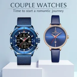 Paar Uhren Naviforce Top Marke Edelstahl Quarz Handgelenk Wache für Männer und Frauen Mode Casual Clock Geschenke für 2202 Set für 2202