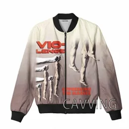캐비빙 3D 프린트 vio-lence 밴드 지퍼 폭격기 재킷 남성 외투 남성 코트 코트 Zip Up jackets jackets/men 02oi#
