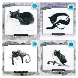 アクセサリーAmishop Gold Collection Lovely Counted Cross Kit RTO Black Cats Cat Citten Kitty on Sofa Bed White Quilt