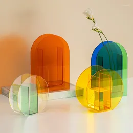 Vasi Ins Style Colore arcobaleno Contenitore floreale acrilico Festa di nozze Home Office Negozio Decorazione di design