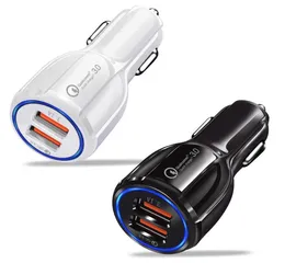 QC 30 billaddare Dual USB Port High Speed ​​Quick Charging Car Chargers 31A Adapter för X XS 11 12 Pro Max Samsung S8 S10 HTC och6580479