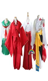 2021 Anime Inuyasha Cosplay Costume Red Japan Kimono Higurashi Kagome Kikyo Sesshoumaru na halloweenowe peruki imprezowe Wigcap J5576547