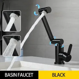 Rubinetti per lavandino del bagno Rubinetto per lavabo pieghevole nero Rubinetto per lavabo girevole a 360 gradi in acciaio inossidabile Miscelatore freddo da piano a prova di spruzzi