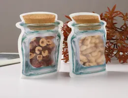 Sacos de armazenamento de alimentos com zíper à prova de cheiro reutilizáveis mason jar lock stand up saco garrafa forma plástico sacos de qualidade alimentar presentes6870539