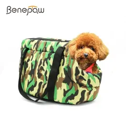 Carriers Benepaw Leichte Camouflage-Tragetasche für kleine Hunde, Segeltuch, Haustier-Reisetasche, Tragetasche für Welpen, abnehmbare Matte, leicht zu reinigen