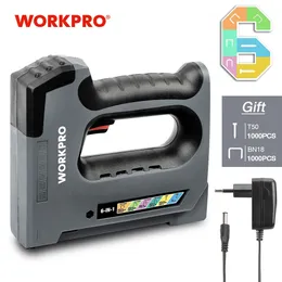 WORKPRO 6 In1 3.6V Heavy Duty Staple Gun Rechargeable Cordless Tacker For House Decor Renovations Upholstery Decoration 240312