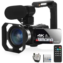 필연적 인 4K 캠코더가있는 Fill Light Vlogging Kit youtube 스트리밍 - Wi -Fi, 16x 줌, 사진 - 디지털 카메라 비디오 카메라