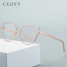 CEOFY 금속 여성 안경 프레임 고양이 눈 패션 브랜드 디자인 광학 도착 3002 240313
