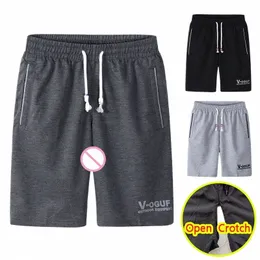 Homem Sexy Open Crotch Casual Calças Curtas Crotchl Calças com Zíper Escondido Verão Mini Shorts Gay Casal Outdoor Sex Costume 67Hm #