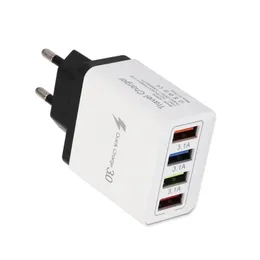 USB Snabb mobiltelefonladdare Telefonadapter 4 USB Port Färgglad laddare Travelladdningshuvudinduktionsladdare